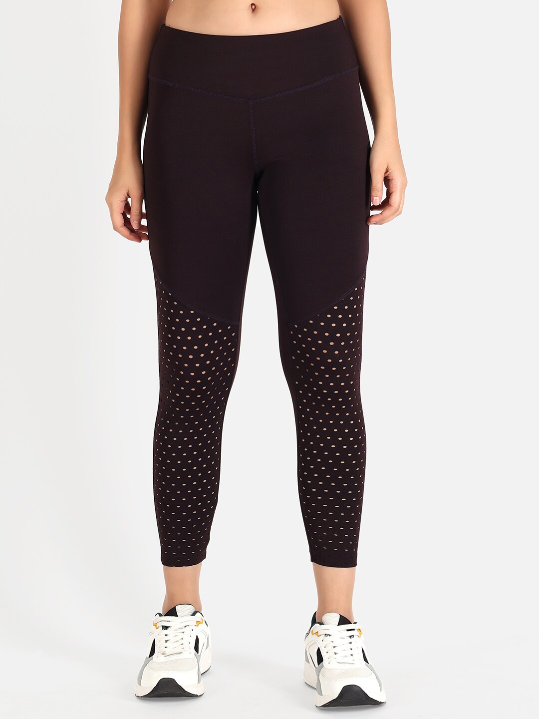 

ATHLISIS Women Printed Dry-Fit Tights, Burgundy