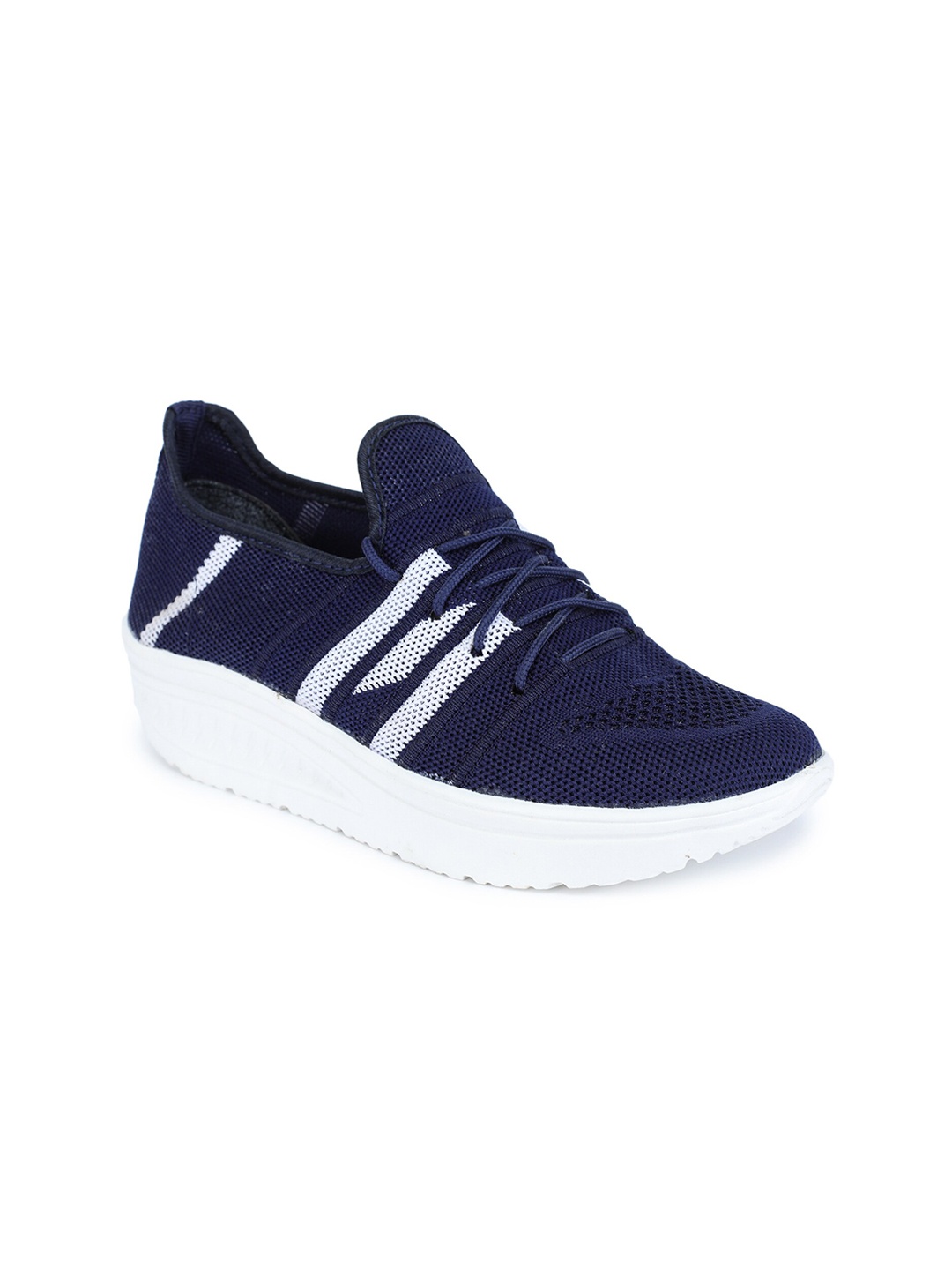 

SAPATOS Women Striped Lace-Up Sneakers, Navy blue