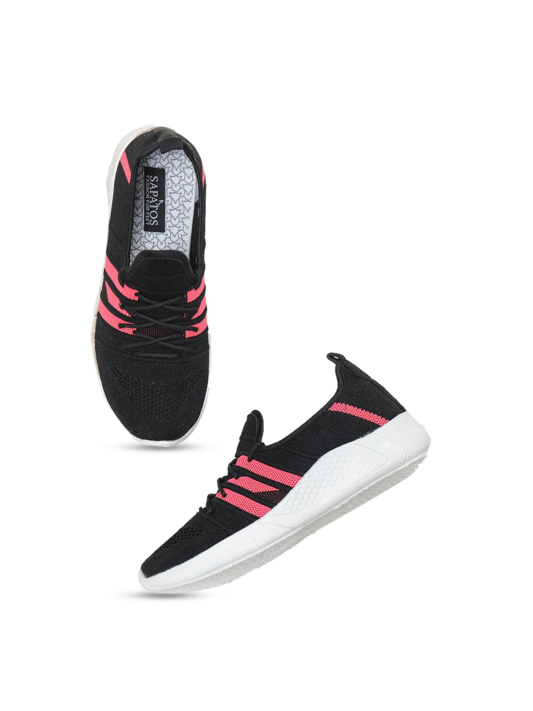 

SAPATOS Women Striped Lace-Up Sneakers, Black