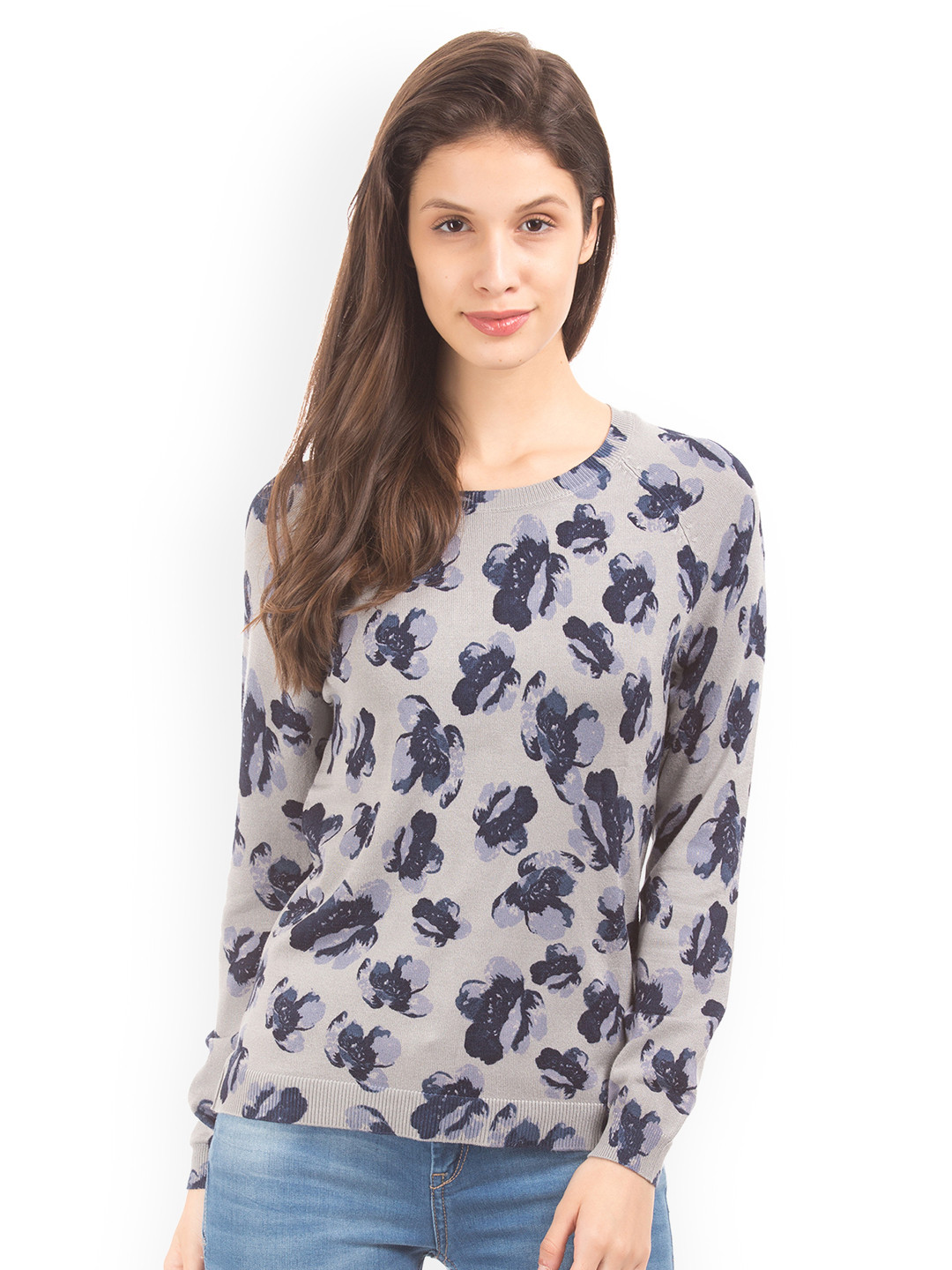 

U.S. Polo Assn. Women Grey & Blue Printed Top