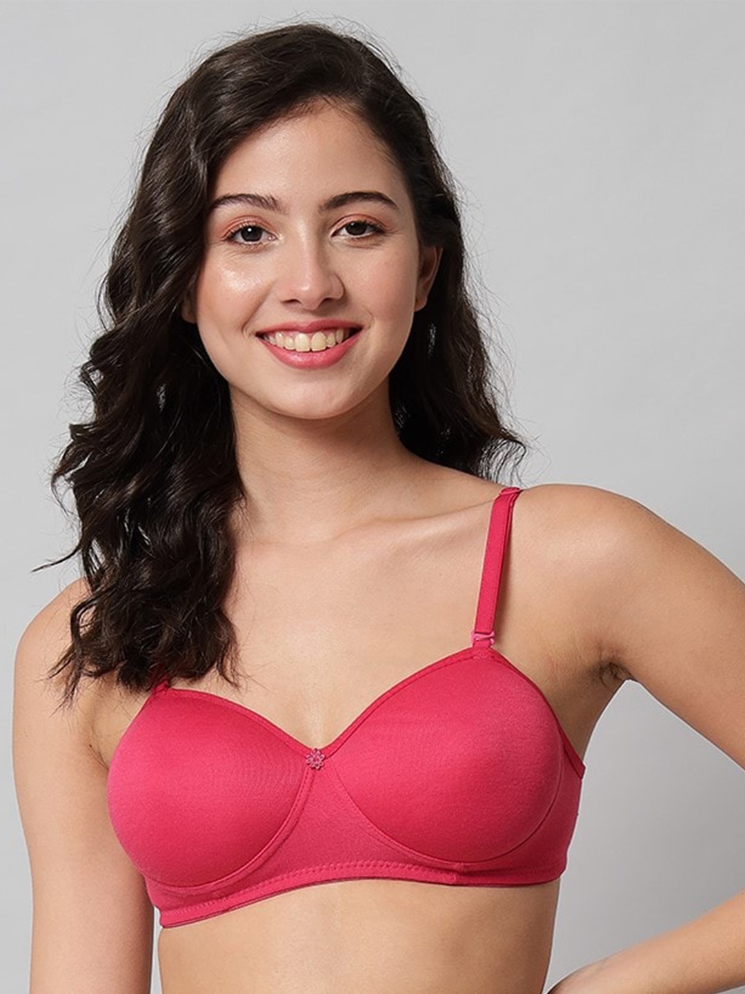 

Narsingha Dreams Lightly Padded Non-Wired Seamless T-shirt Bra, Pink