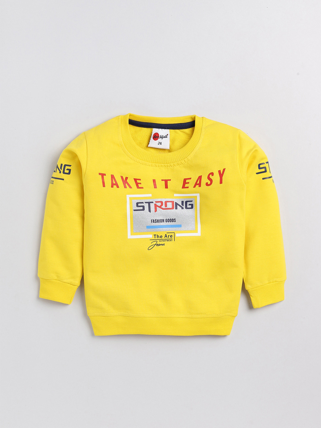 

Mars Infiniti Kids Typography Printed Cotton Pullover Sweatshirt, Yellow