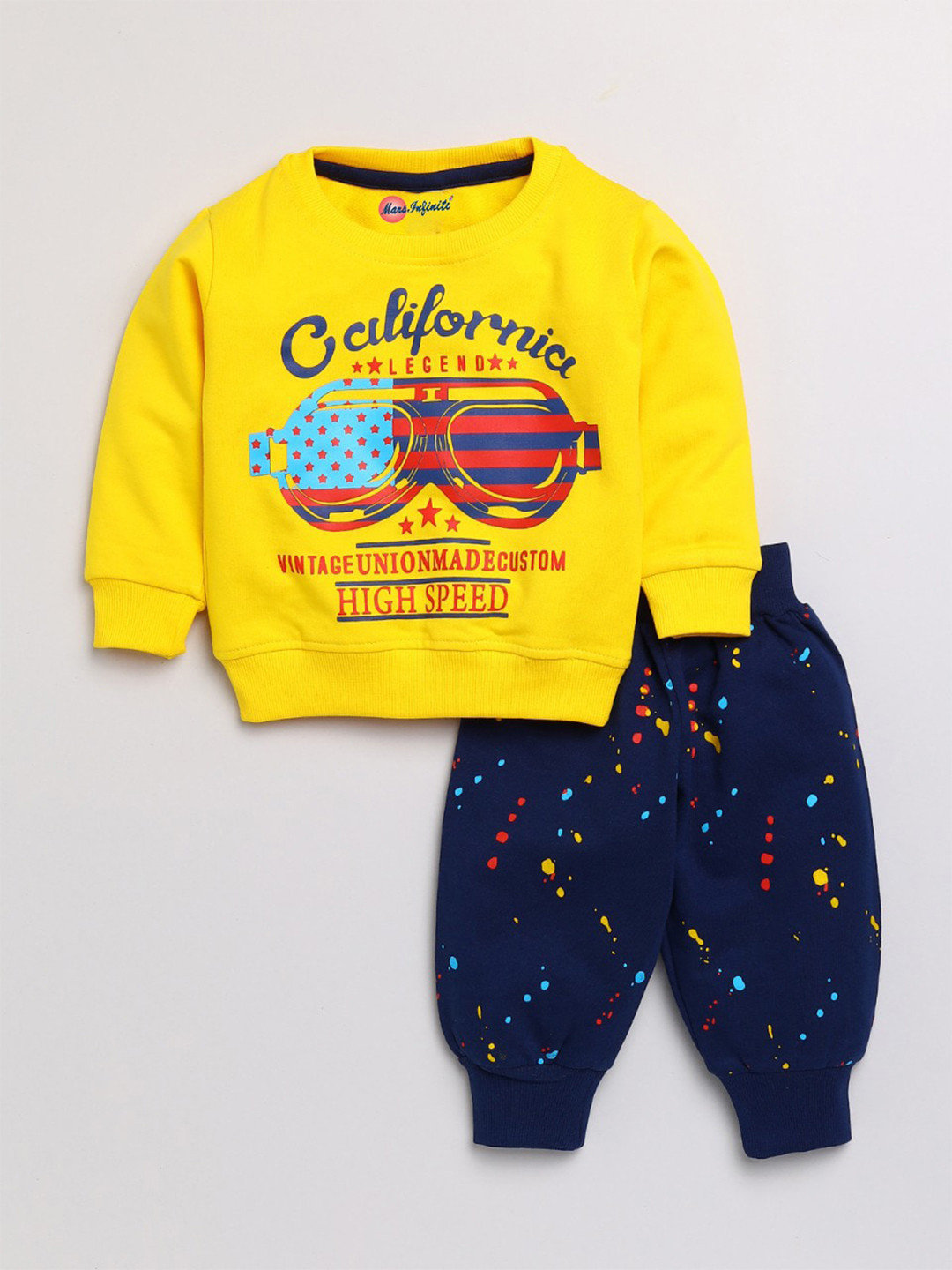 

Mars Infiniti Boys Printed Round Neck Sweatshirt With Pyjamas, Yellow