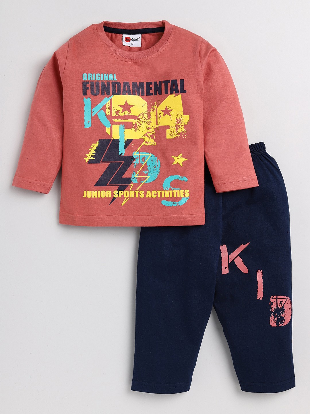 

Mars Infiniti Boys Printed Round Neck Pure Cotton T shirt With Pyjamas, Pink