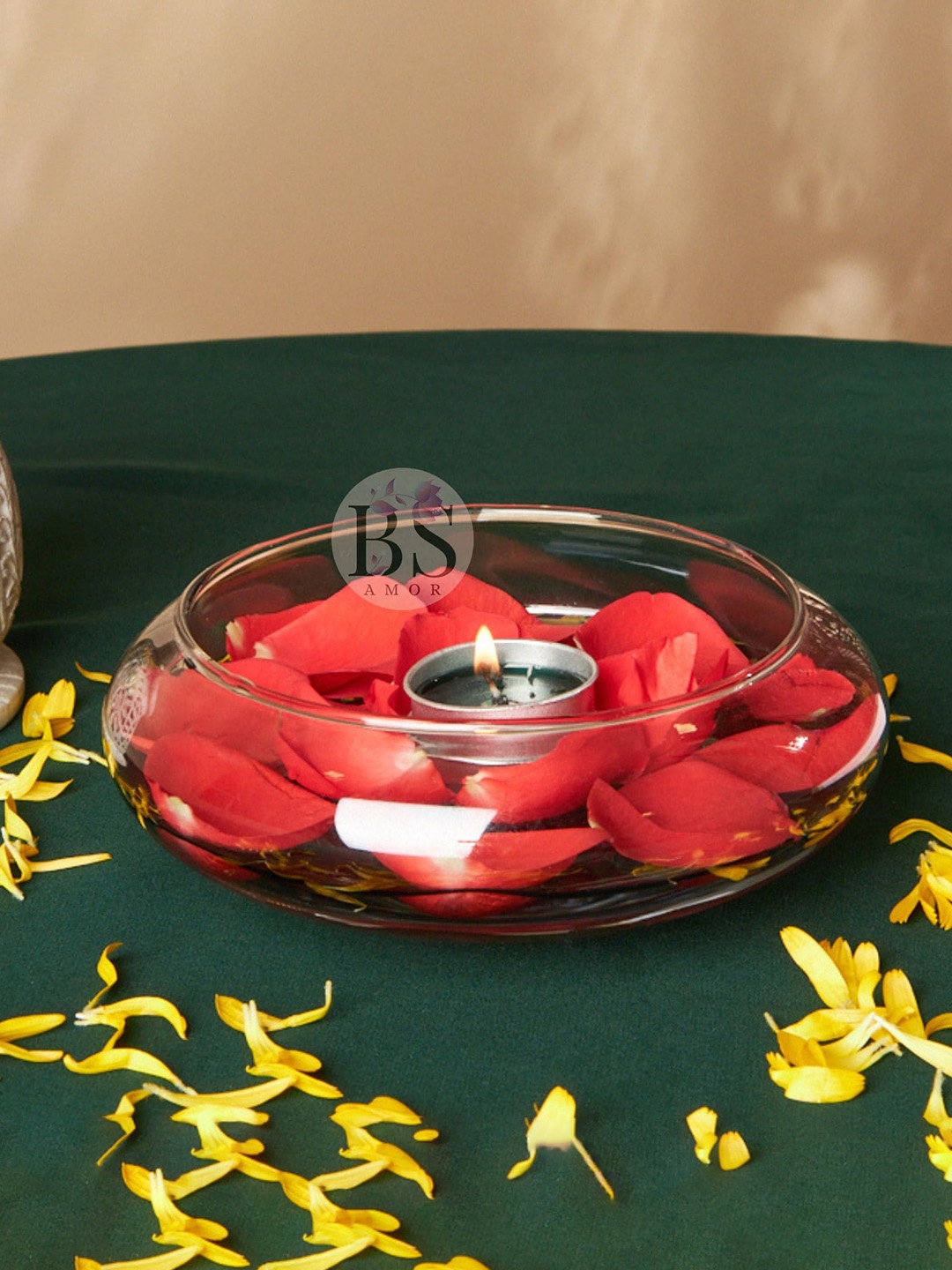 

BS AMOR Black & Transparent Urli Bowl-Shaped Glass Vase