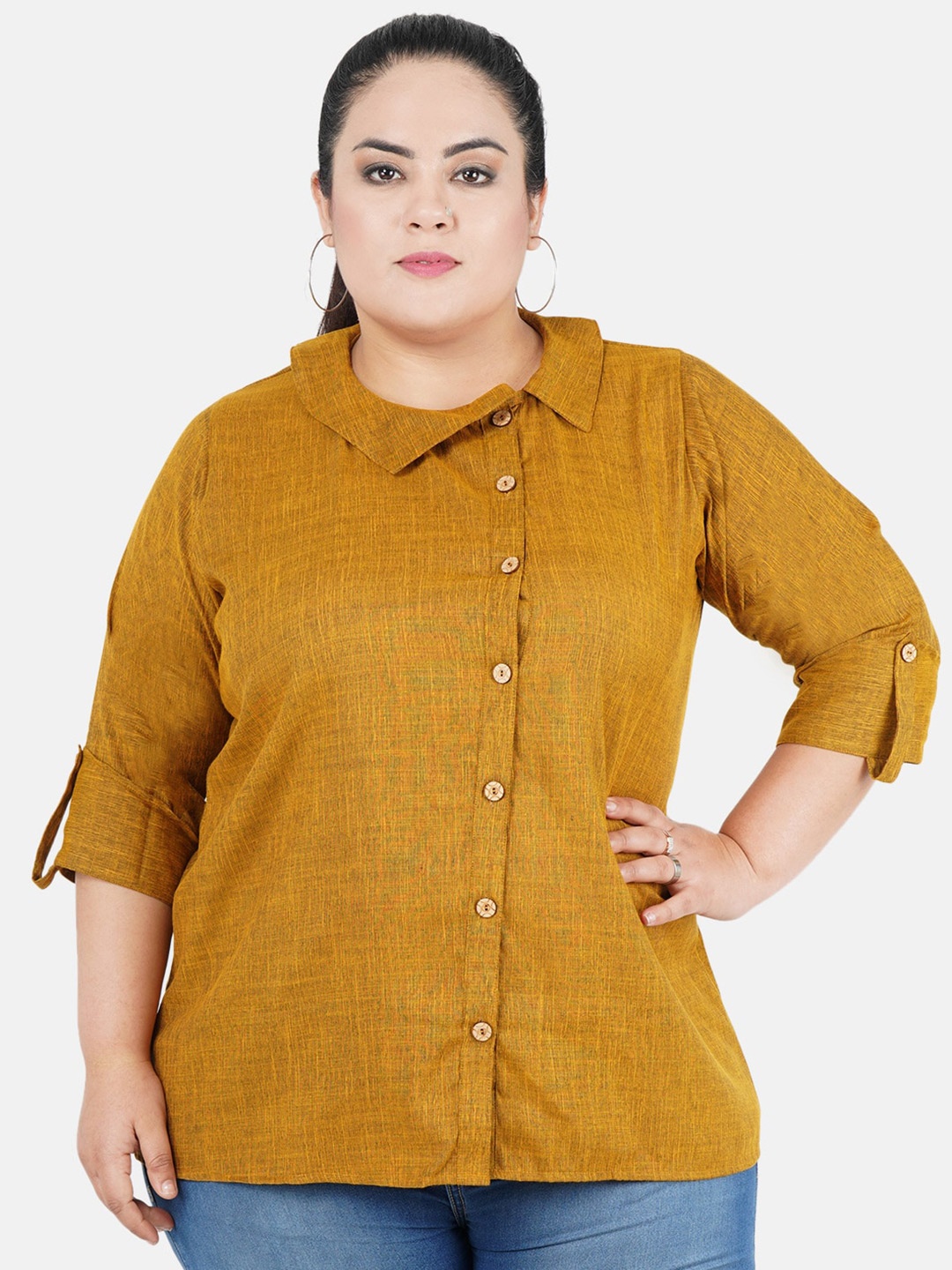 

Indietoga Women Plus Size Cotton Tunic, Mustard