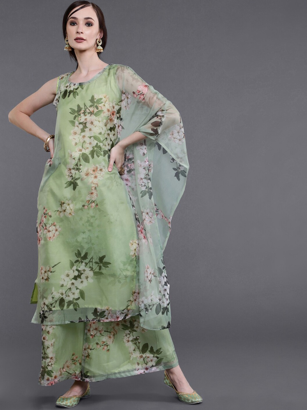 

saubhagya Floral Printed Kurta with Palazzos, Green