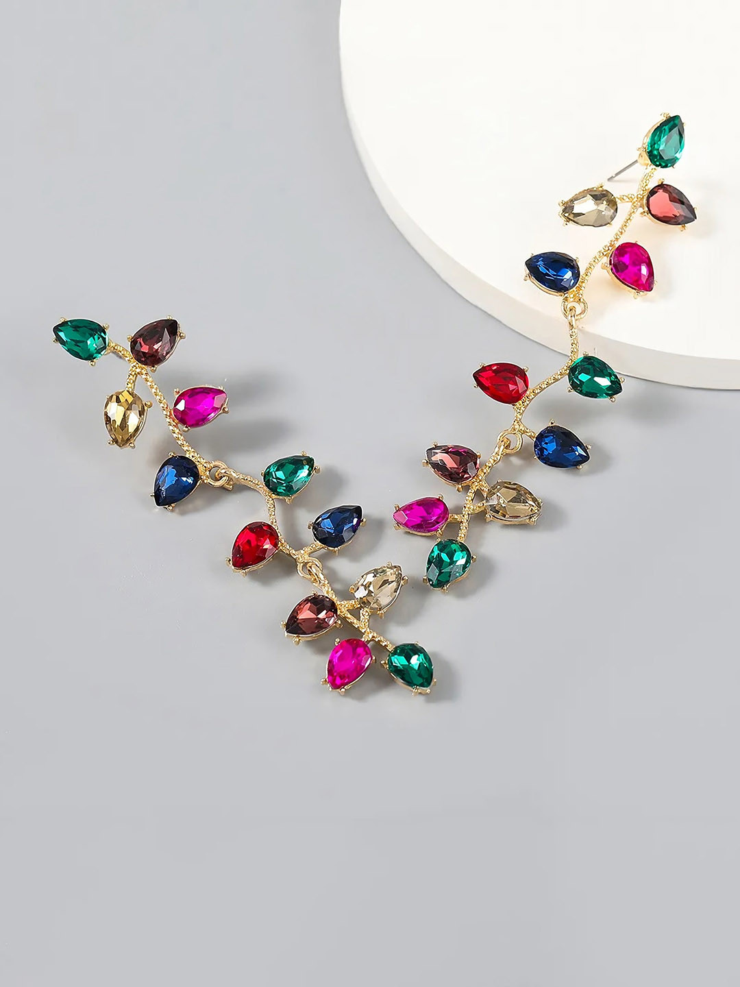 

AVANT-GARDE PARIS Gold-Plated Leaf Shaped Drop Earrings, Pink