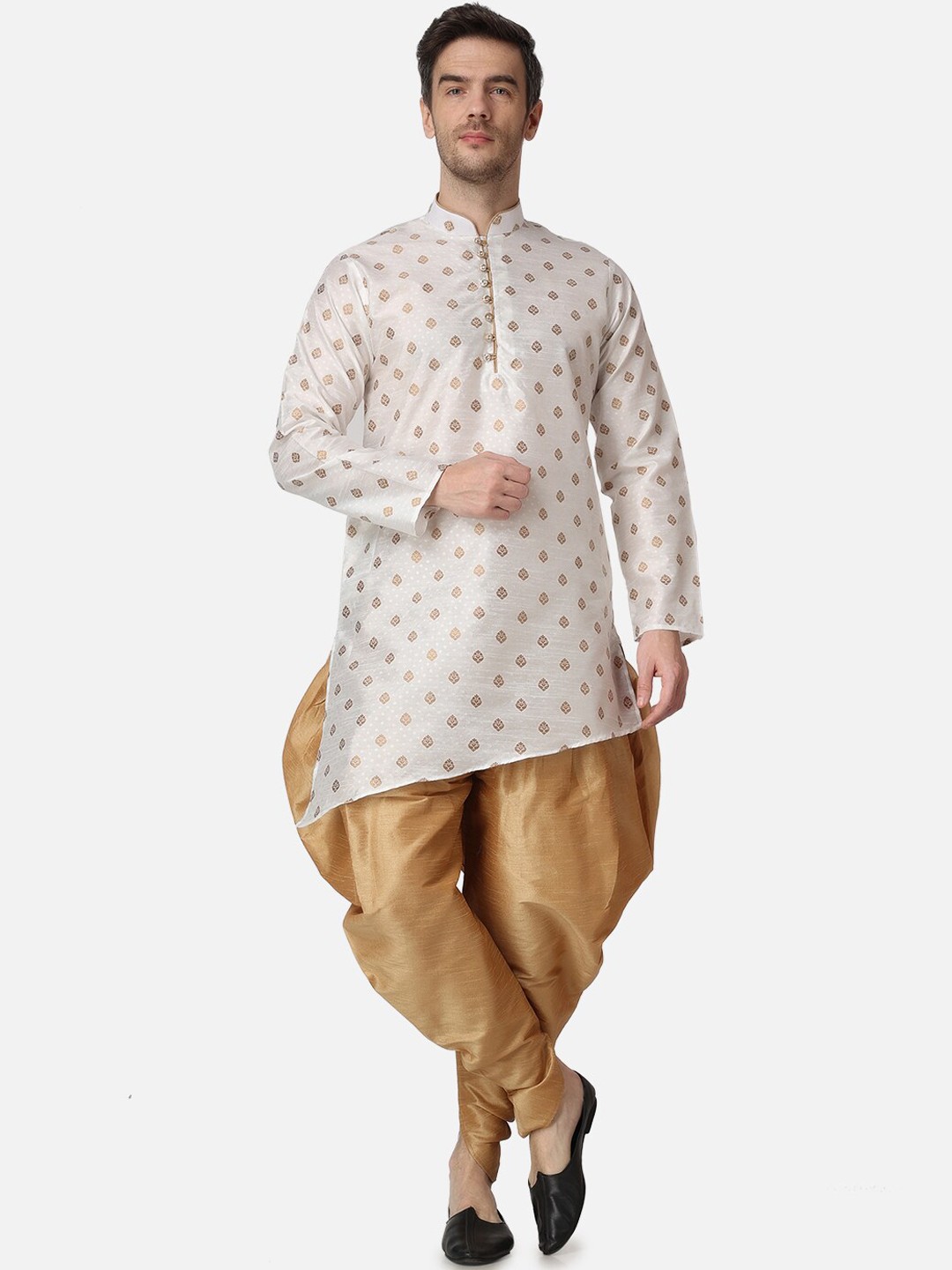 

ROYAL KURTA Ethnic Motifs Printed Kurta with Dhoti Pants, White