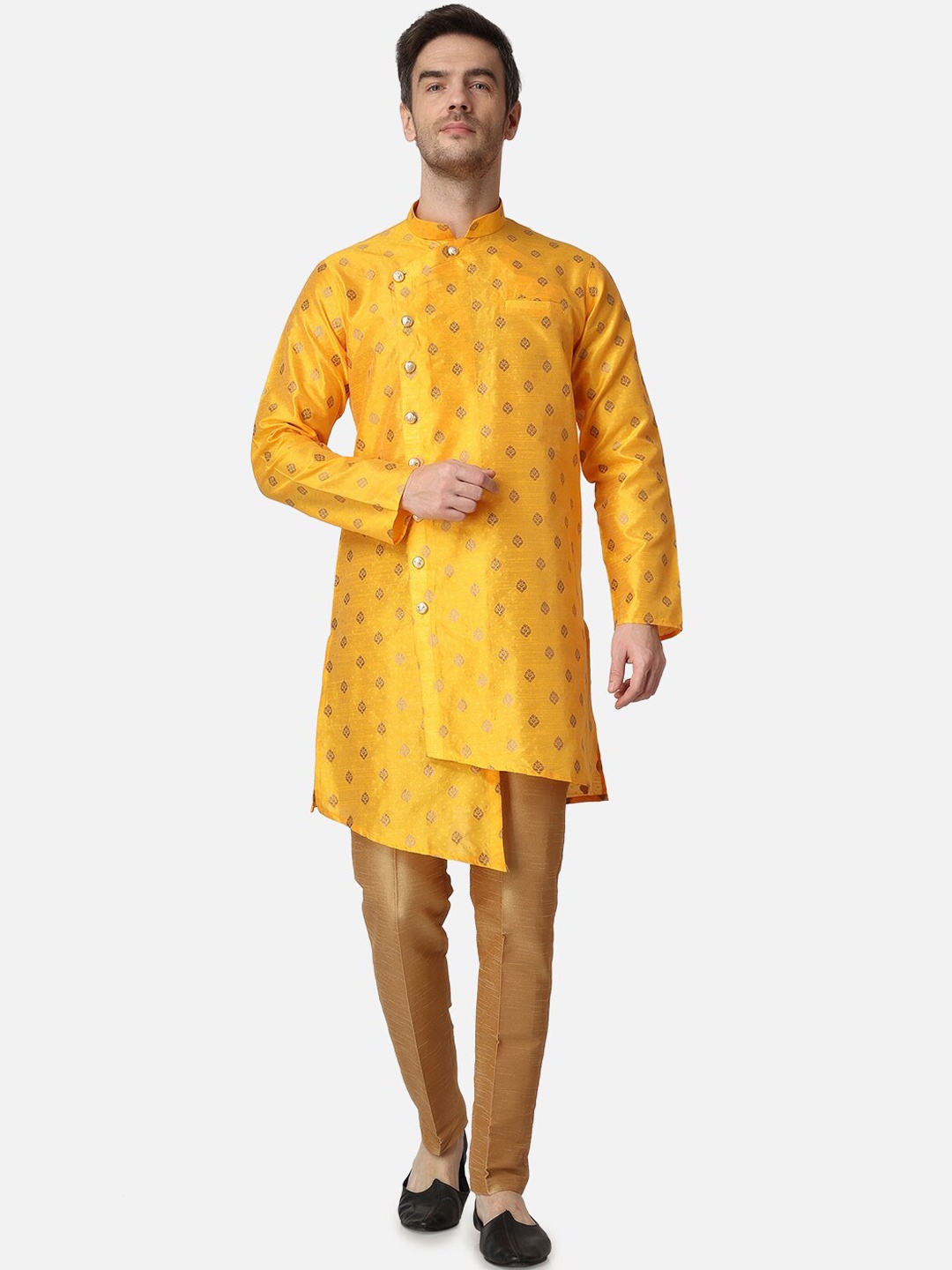 

ROYAL KURTA Men Woven Design Kurta, Mustard