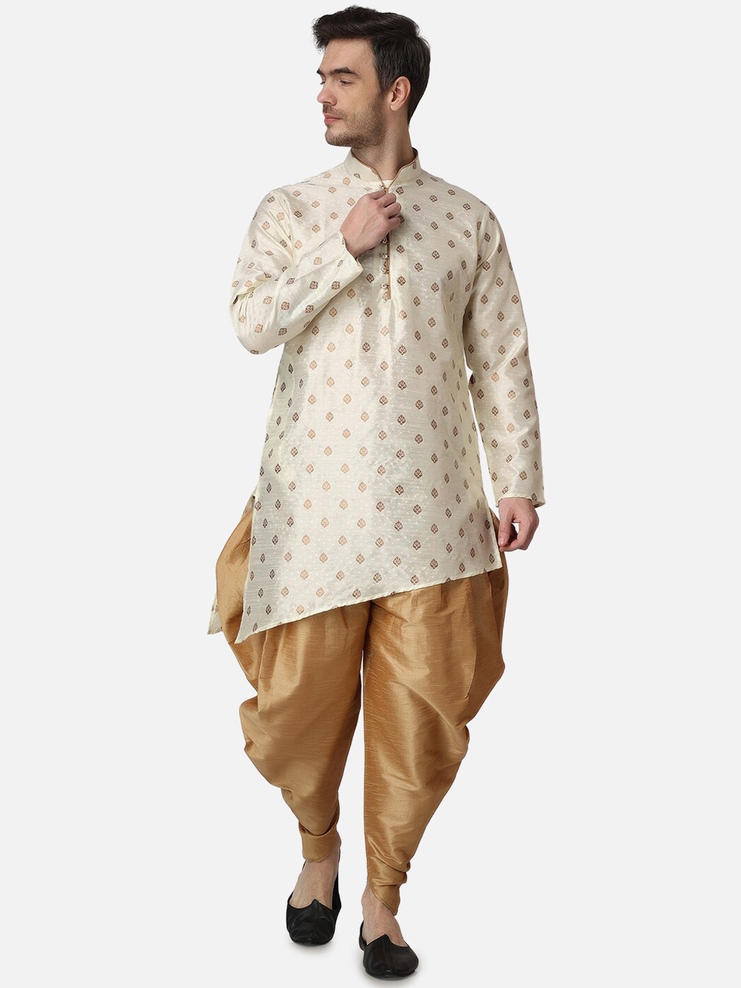 

ROYAL KURTA Men Ethnic Motifs Printed Kurta, Gold