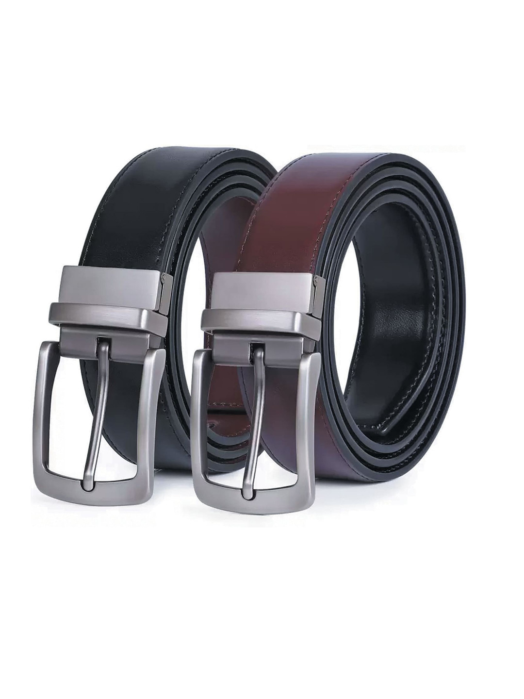 

KAEZRI Men Solid Reversible PU Formal Belt, Black