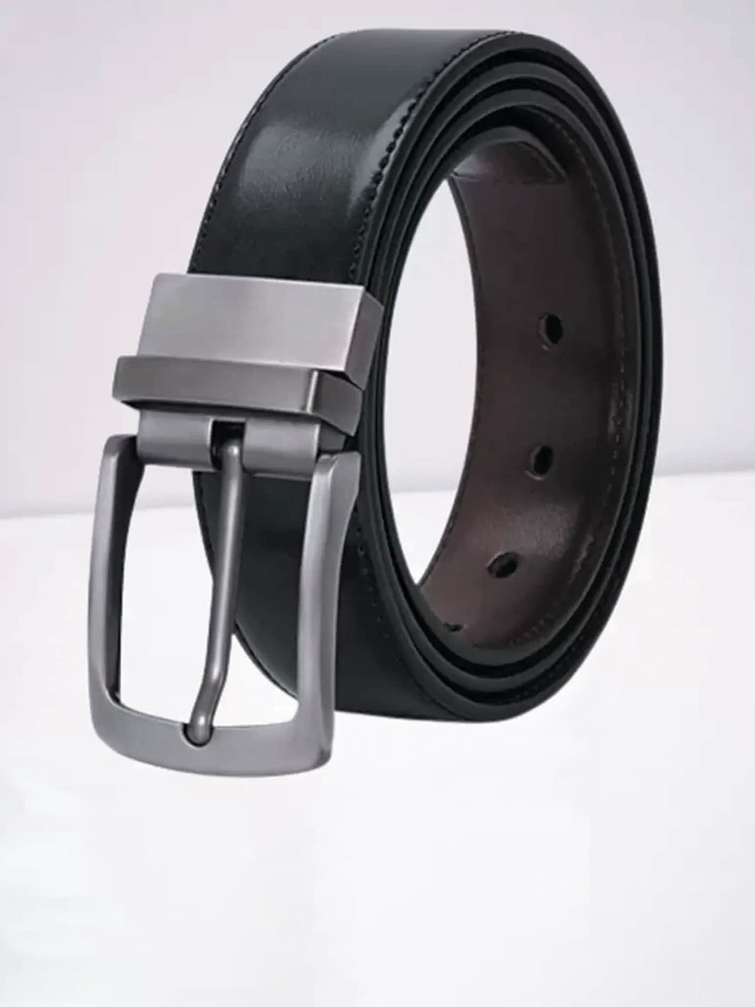

KAEZRI Men Solid Reversible PU Formal Belt, Black