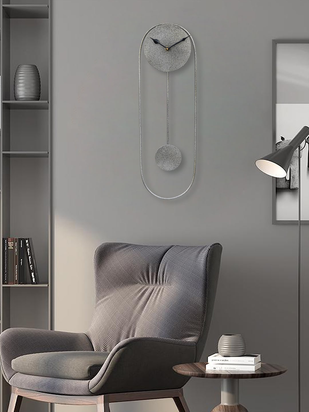 

eCraftIndia Grey Textured Oval Analogue Contemporary Wall Clock