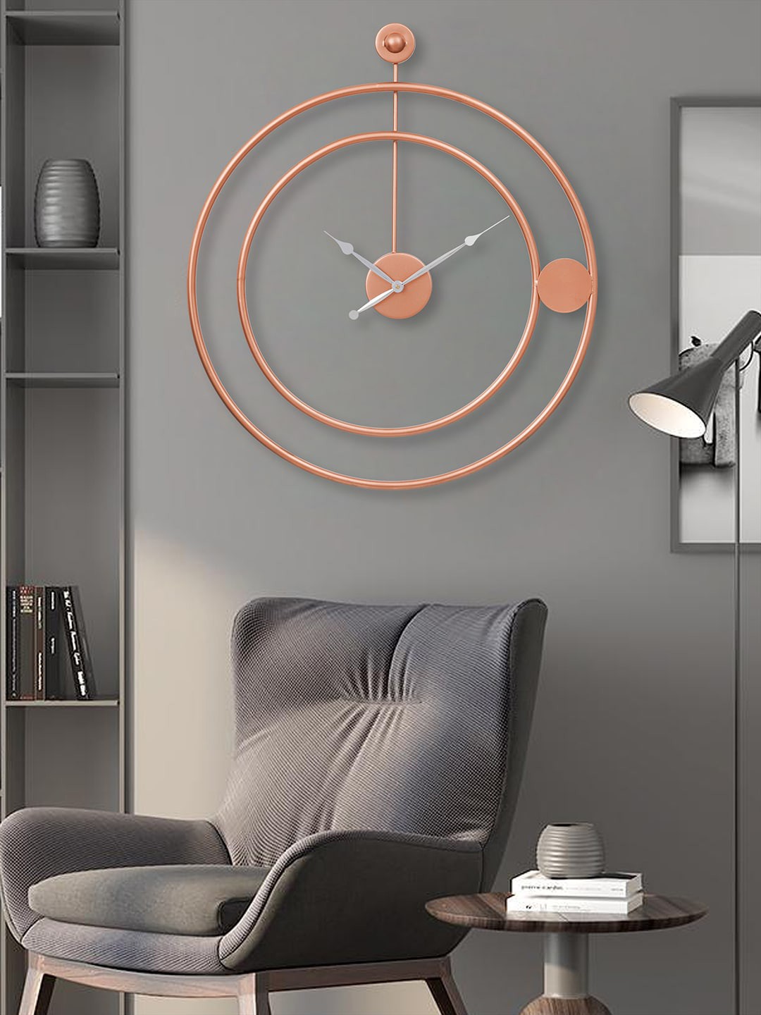 

eCraftIndia Copper-Toned & Grey Round Analogue Contemporary Wall Clock