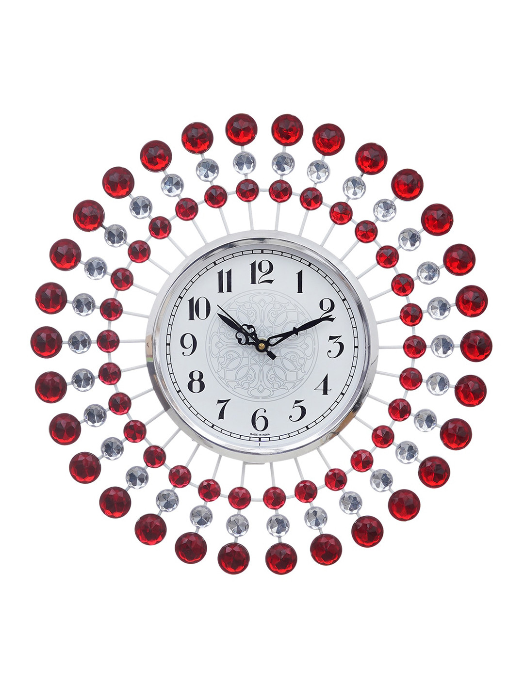 

eCraftIndia Red & White Embellished Floral Shaped Analogue Contemporary Wall Clock