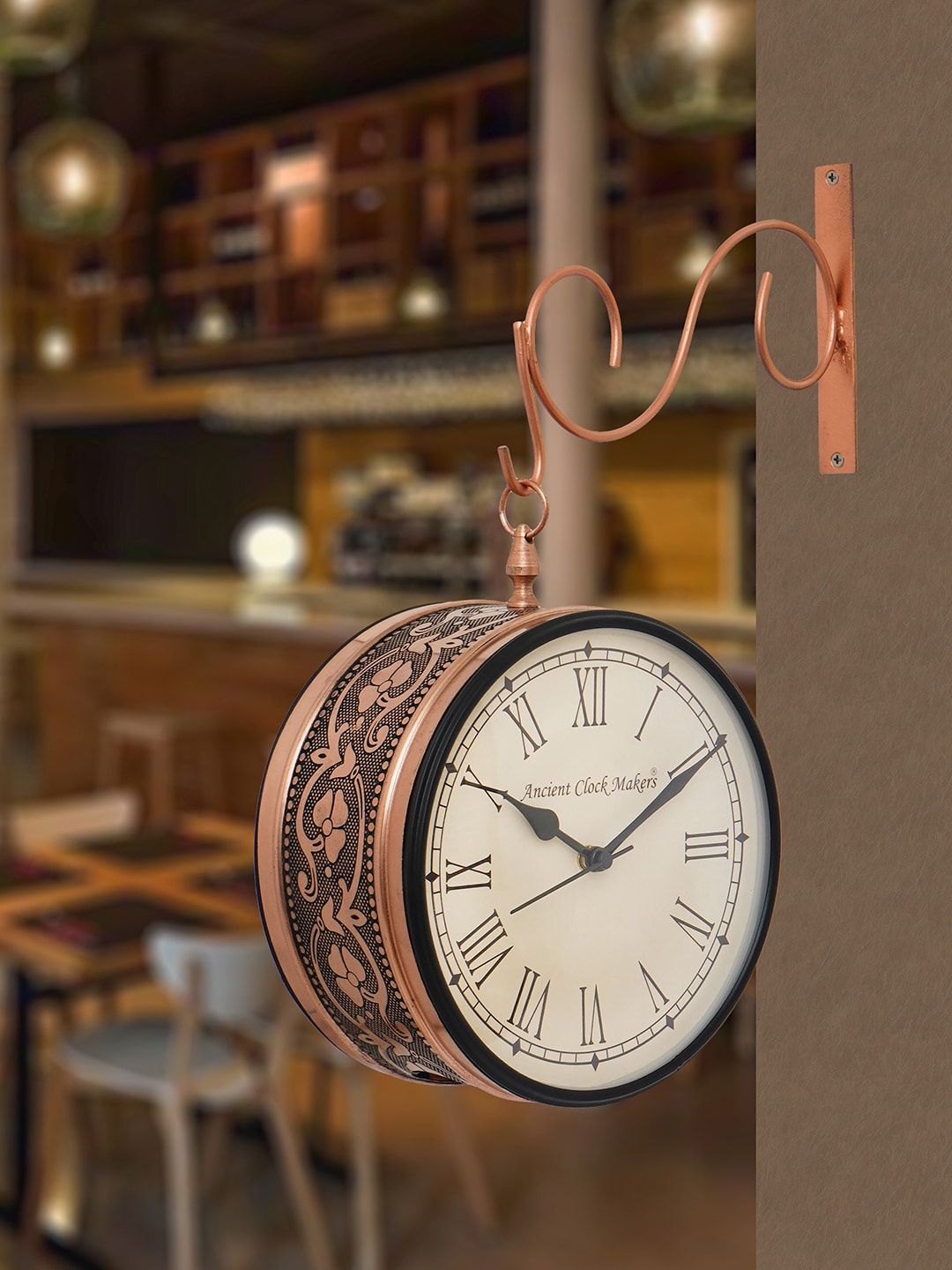 

eCraftIndia Copper-Toned & White Textured Analogue Vintage Wall Clock