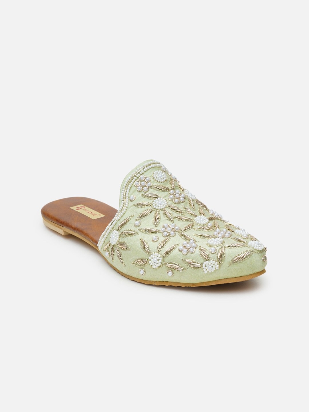

Ta Chic Women Embroidered Ethnic Mules, Sea green