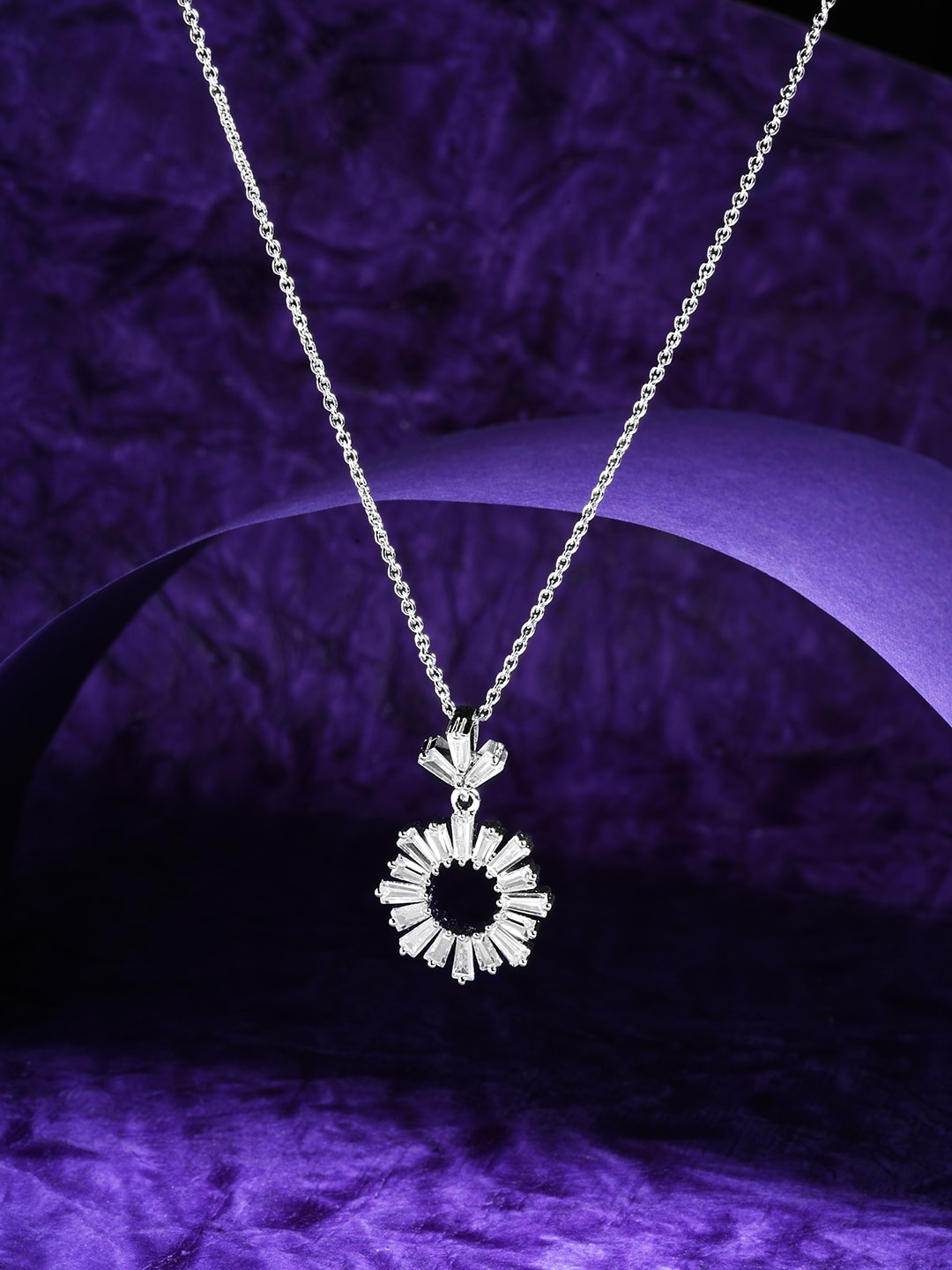 

HOT AND BOLD Brass Rhodium-Plated Austrian Cubic Zirconia Chain, Silver