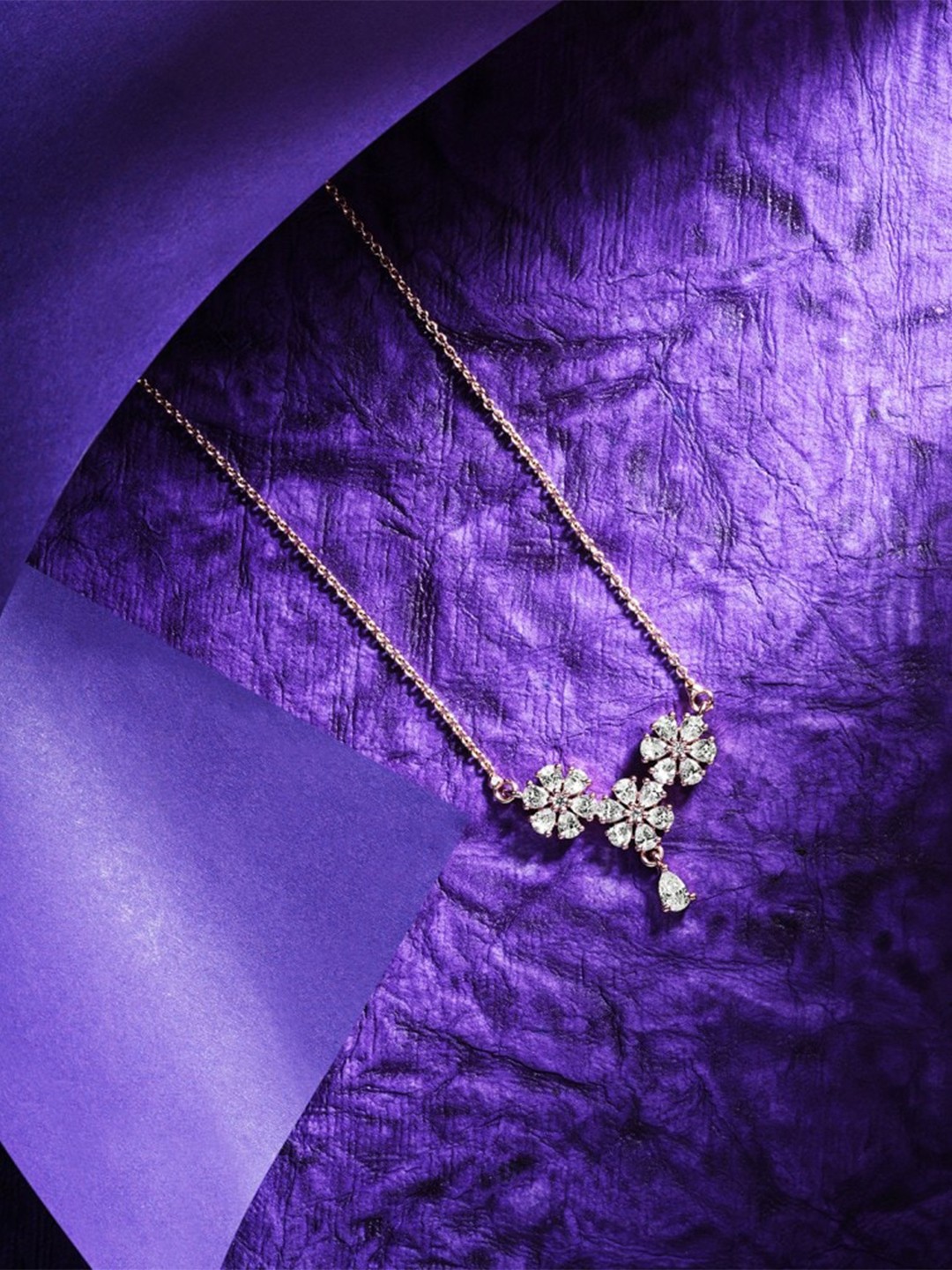 

HOT AND BOLD Rose Gold & White Brass Rose Gold-Plated Austrian Cubic Zirconia Chain