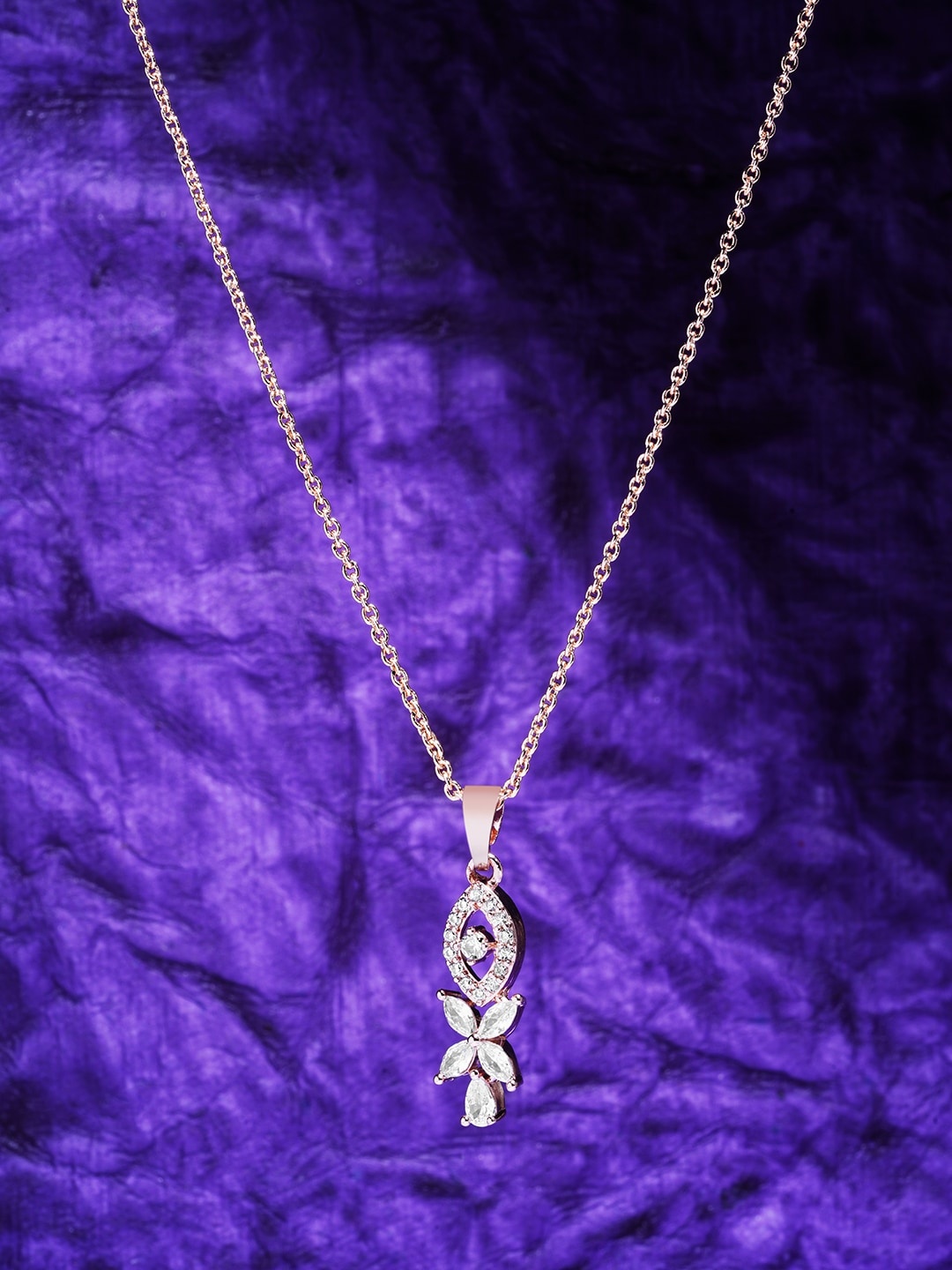 

HOT AND BOLD Rose Gold & White Brass Rose Gold-Plated Austrian Cubic Zirconia Chain