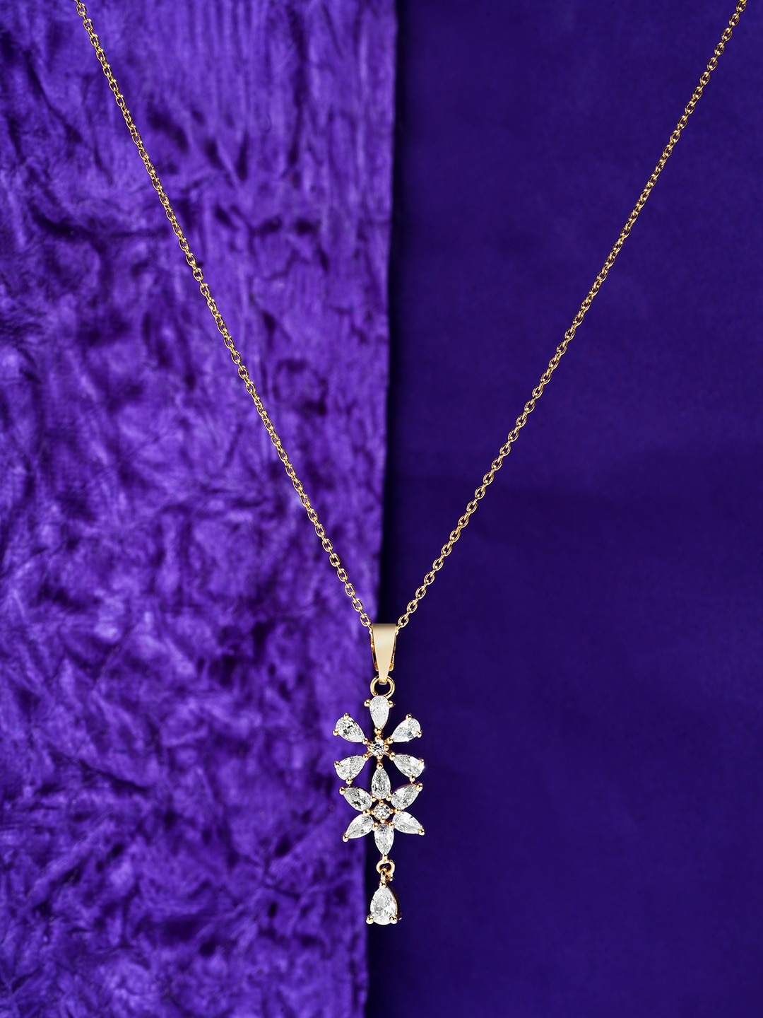 

HOT AND BOLD Brass Gold-Plated Austrian Cubic Zirconia Chain