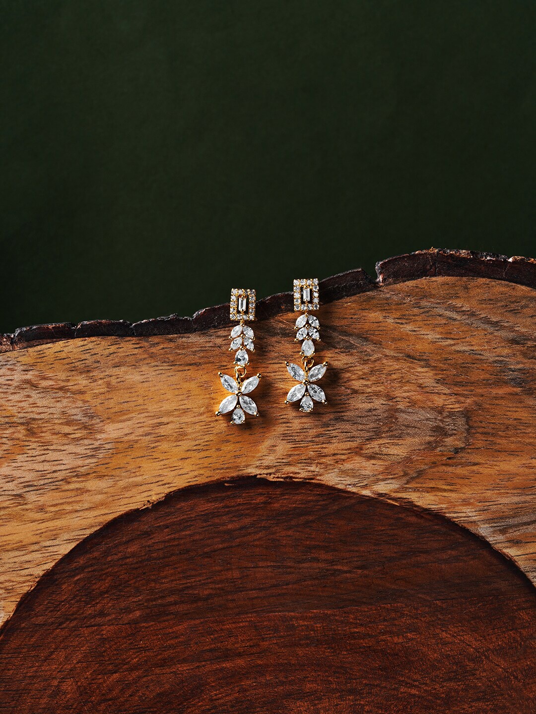 

HOT AND BOLD Gold-Toned Classic Zircon Drop Earrings