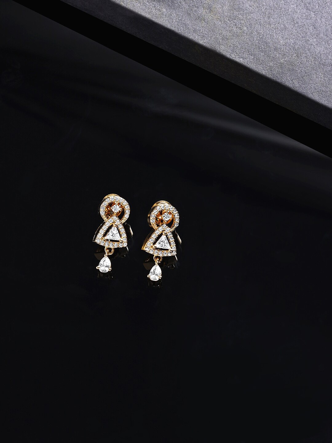 

HOT AND BOLD Gold-Plated Zircon Studded Classic Drop Earrings, White