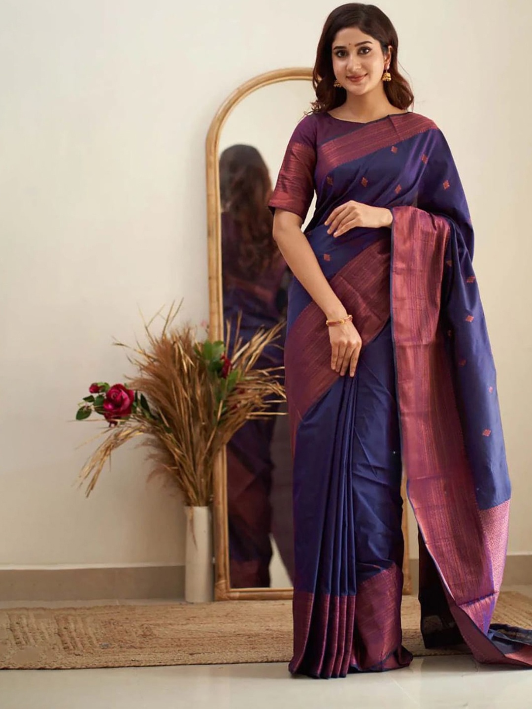 

Anjaneya Sarees Woven Design Zari Saree, Blue
