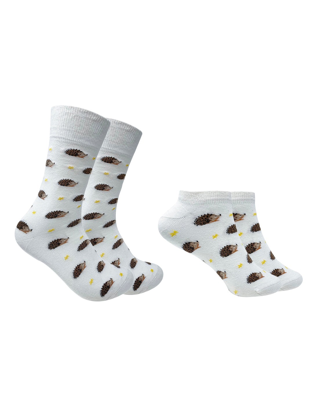 

Mint & Oak Pack Of 2 Combo Printed Ankle Length Socks, White