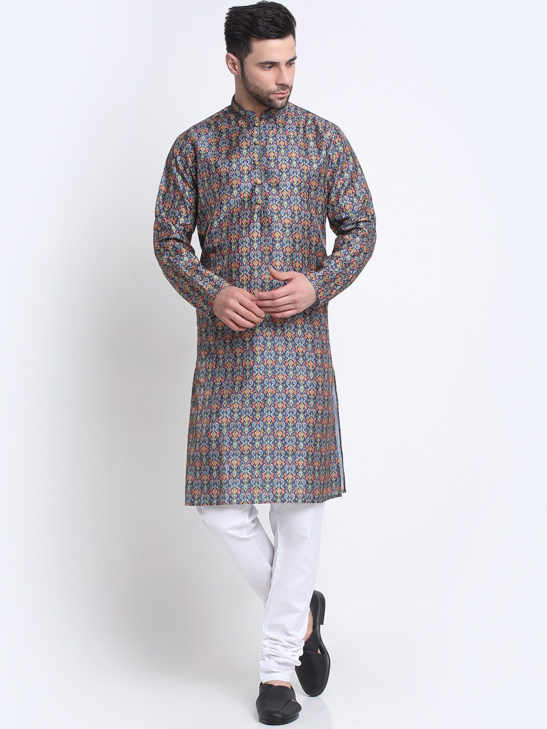 

KRAFT INDIA Men Ethnic Printed Sequence Kurta, Blue