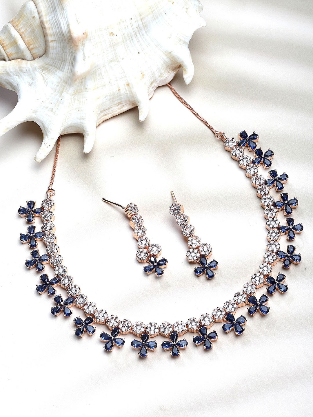 

KARATCART Rose Gold-Plated CZ-Studded Jewellery Set