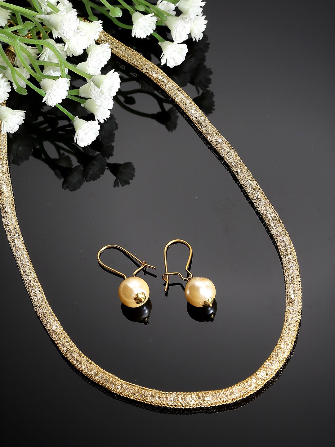 

KARATCART Gold Plated Crystal-Studded Jewellery Set