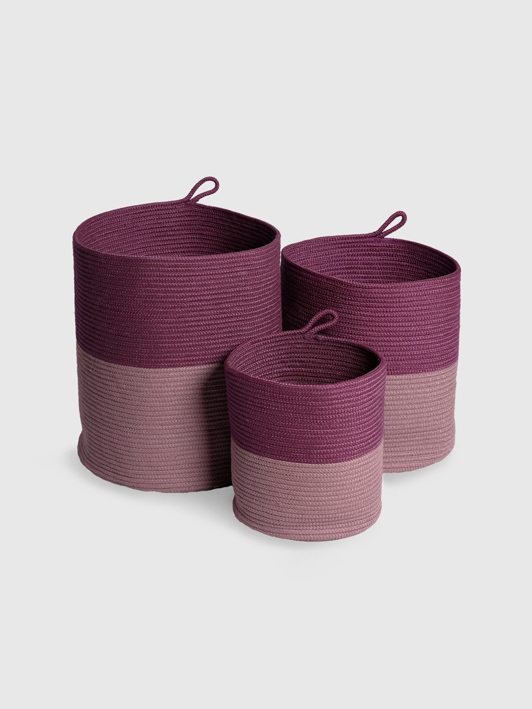 

Trident Classic Mauve & Magenta Colourblocked Braided Storage Basket Organizer