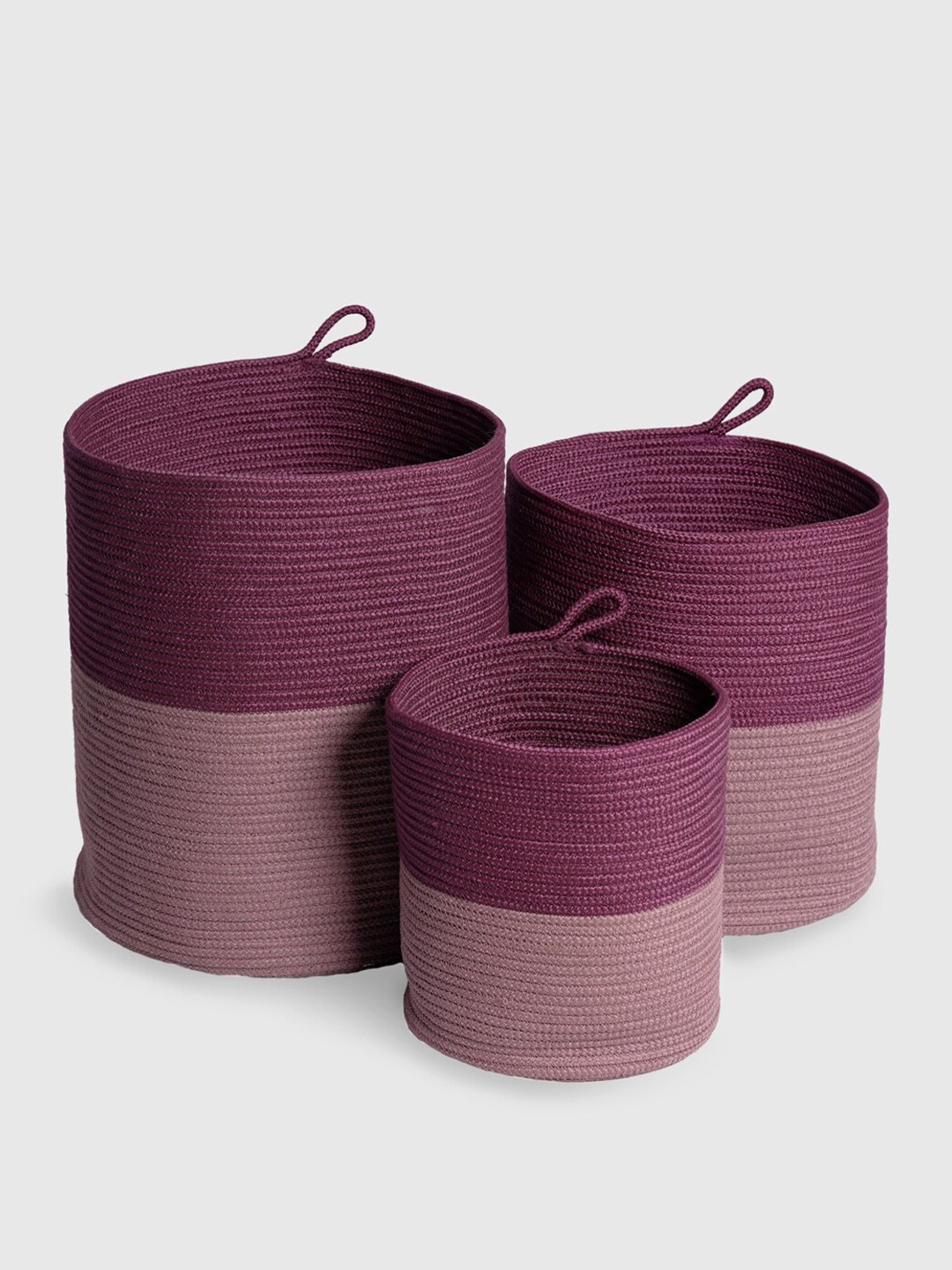 

Trident Classic Mauve & Magenta Colourblocked Braided Storage Basket Organizer
