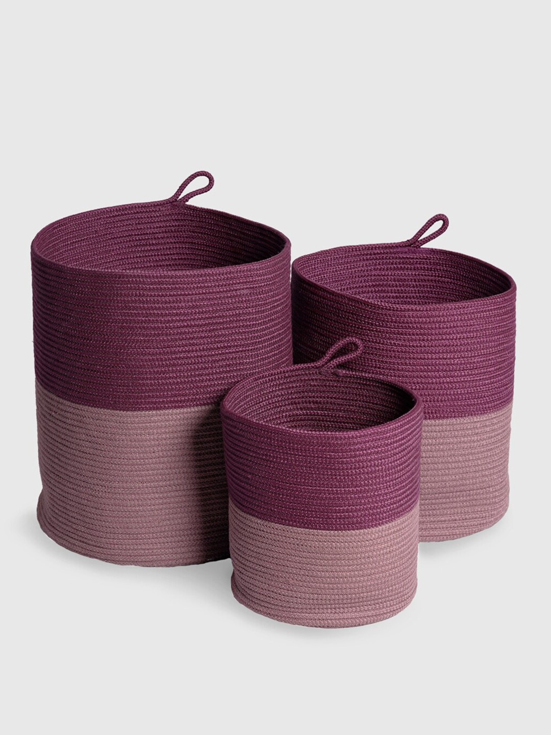 

Trident Classic Mauve & Magenta Colourblocked Braided Storage Basket Organizer