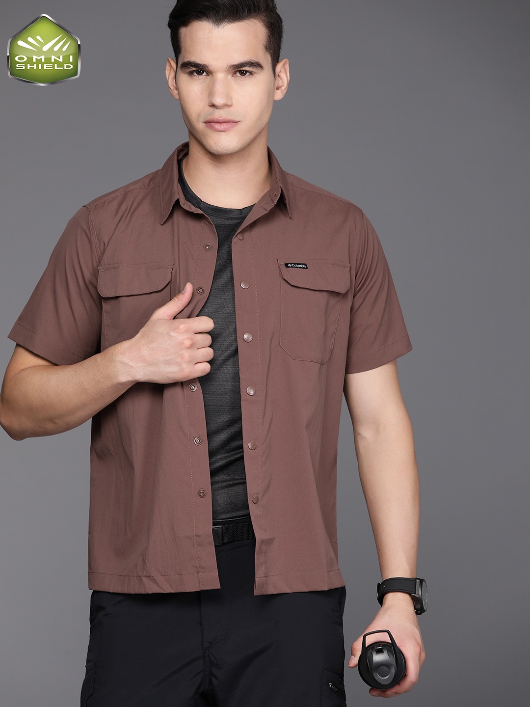 

Columbia Men Solid Omni-Shield Opaque Casual Shirt, Maroon