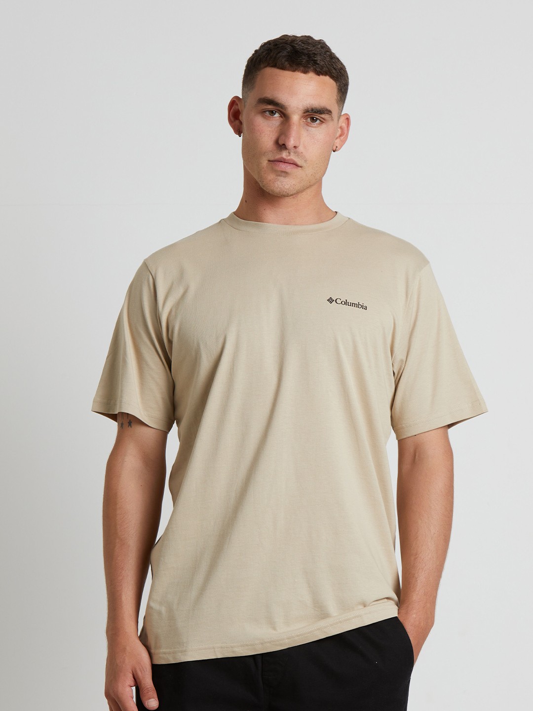 

Columbia Men CSC Brand Logo Printed Organic Cotton Slim Fit T-shirt, Beige