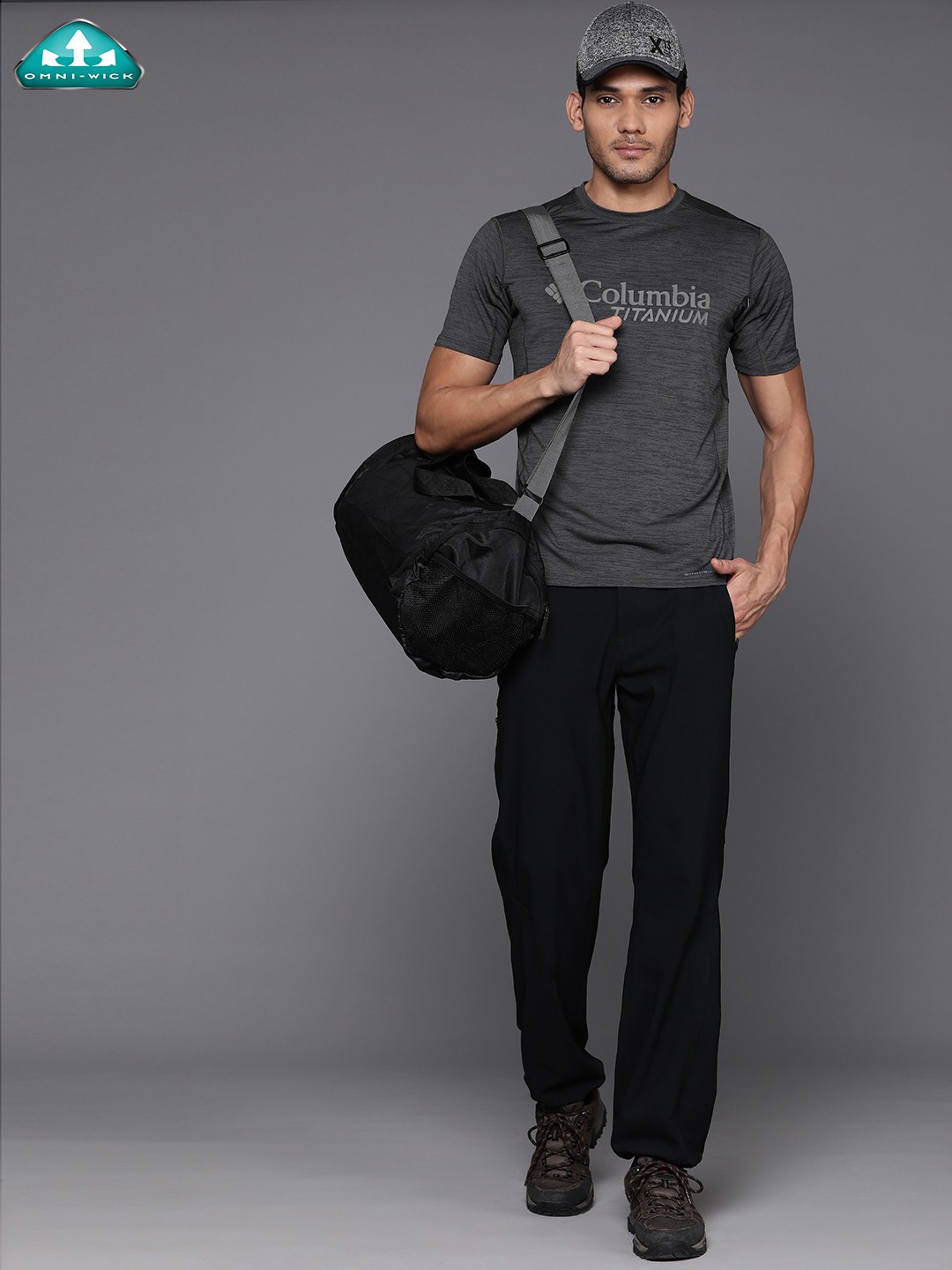 

Columbia Men Brand Logo Printed Titan Pass Slim Fit T-shirt, Charcoal
