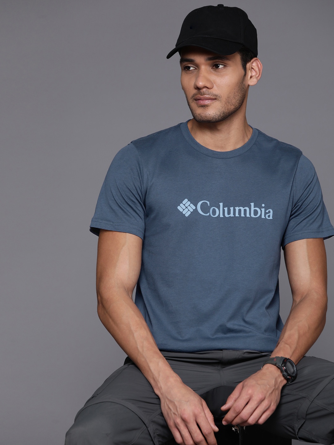 

Columbia Men Brand Logo Printed Organic Cotton Slim Fit T-shirt, Blue