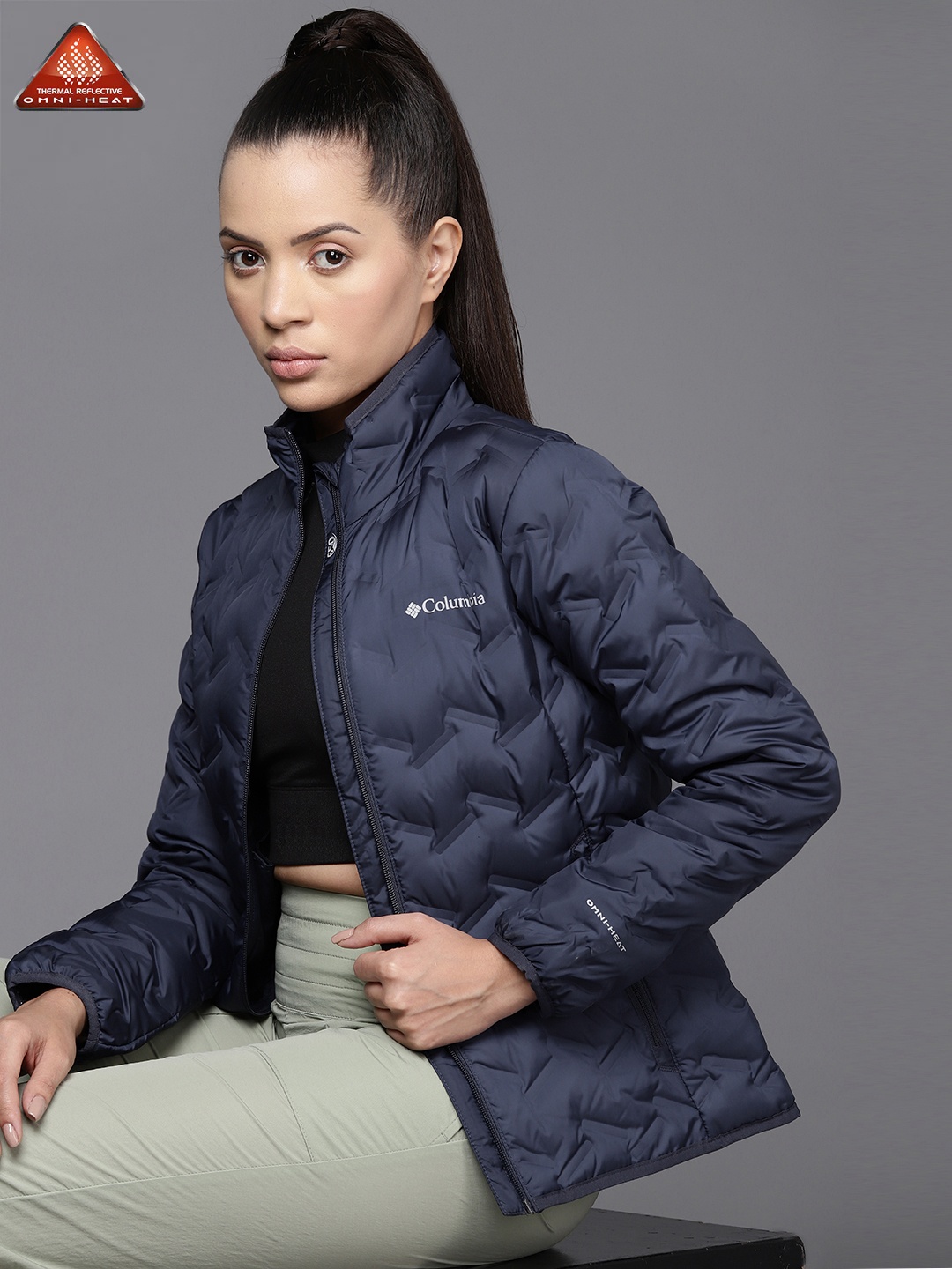 

Columbia Women Insulator Outdoor Delta Ridge Down Quilted Jacket, Navy blue