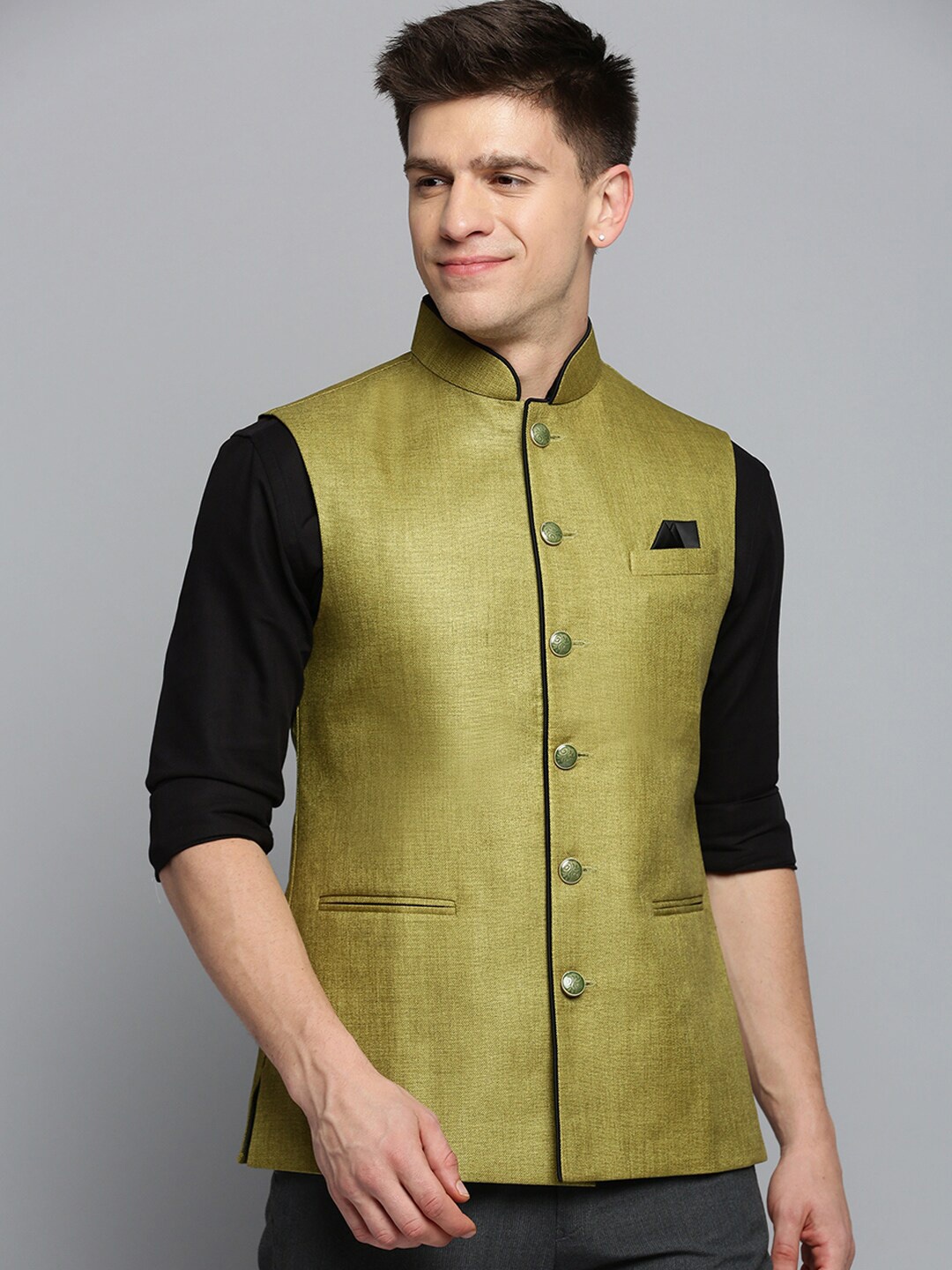 

SHOWOFF Ethnic Nehru Jacket, Olive