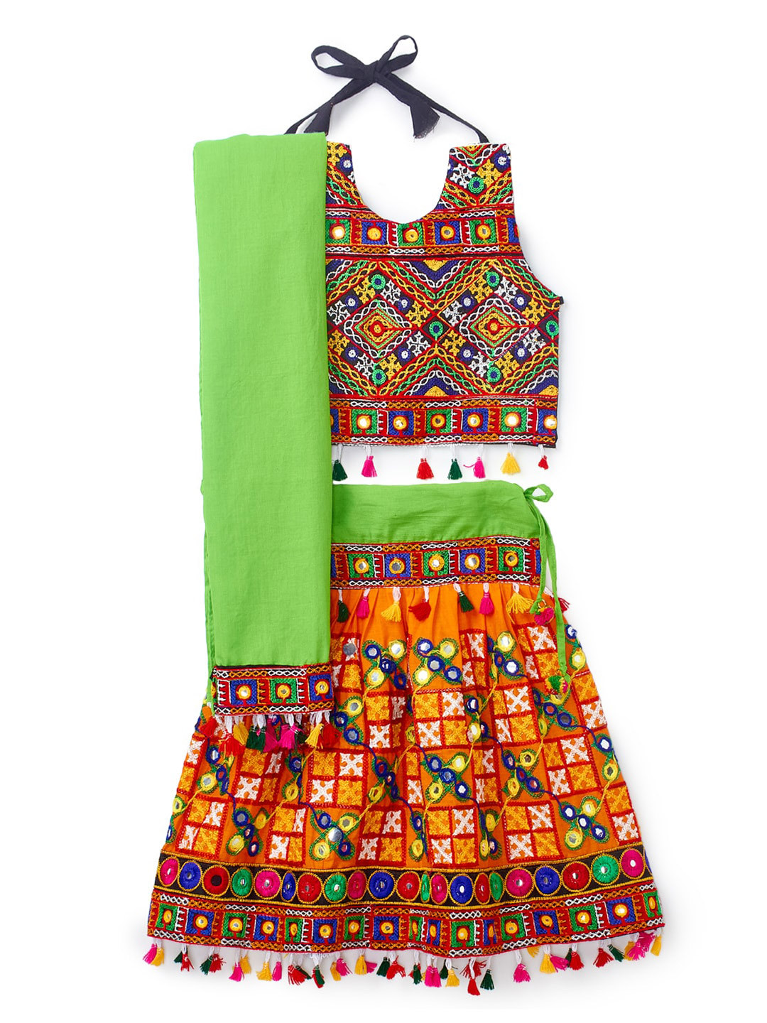 

BANJARA INDIA Infants Girls Embroidered Ready to Wear Lehenga & Blouse With Dupatta, Orange