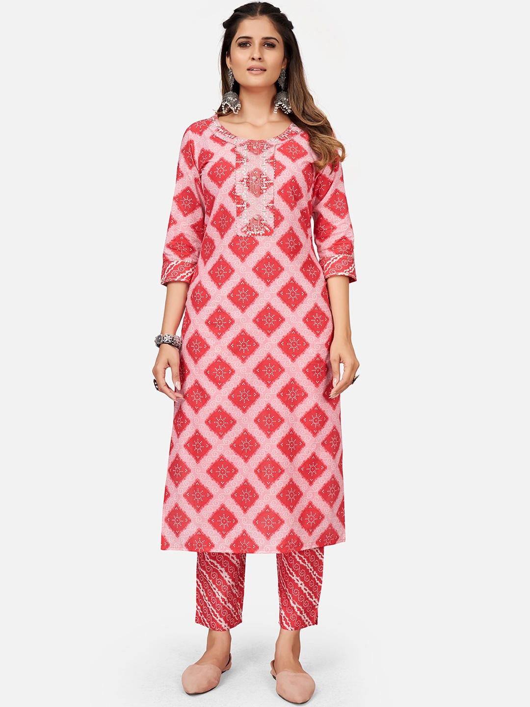 

KALINI Bandhani Printed Pure Cotton Kurta, Pink