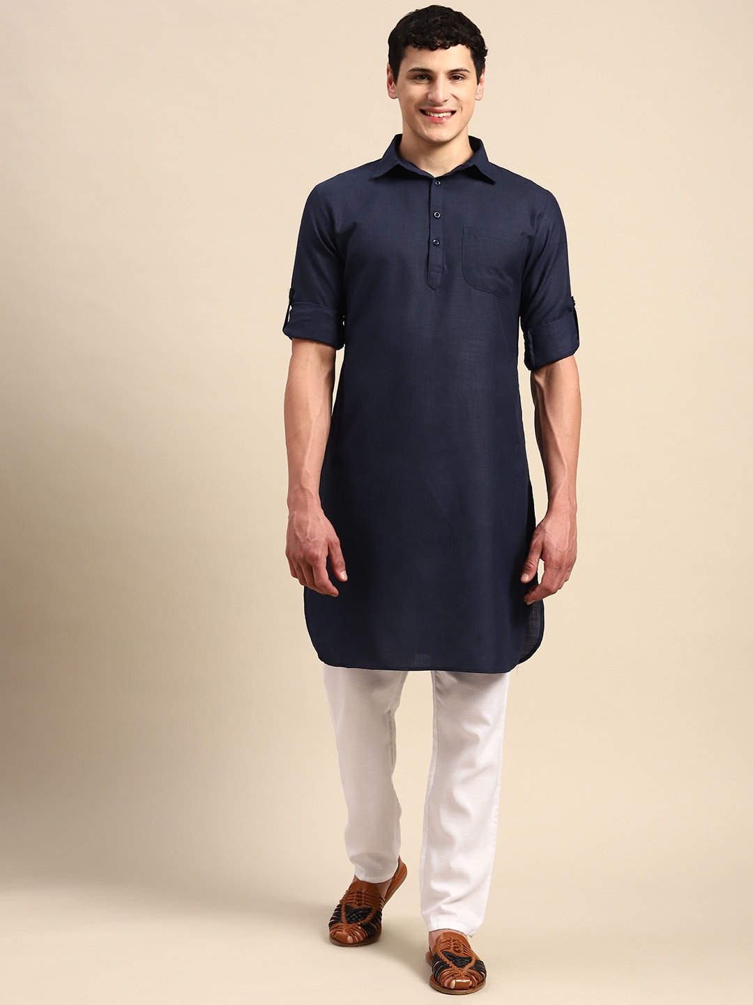 

Molly & Michel Pure Cotton Kurta With Pyjamas, Navy blue