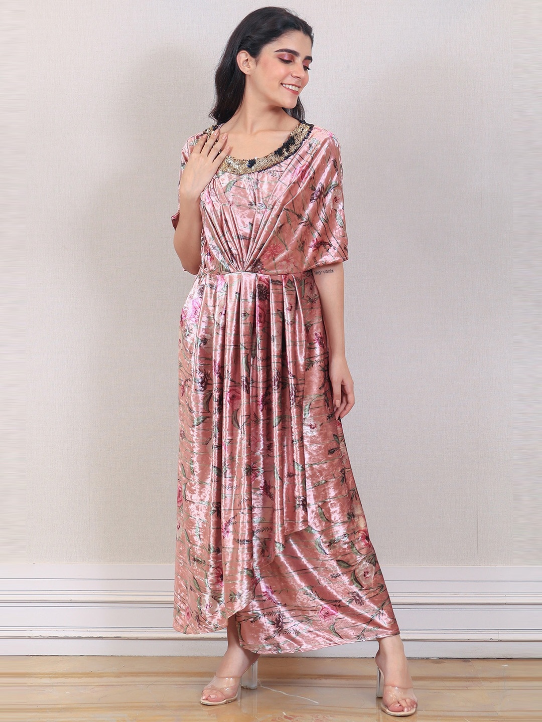 

Simaaya Velvet Mini A-Line Dress, Pink