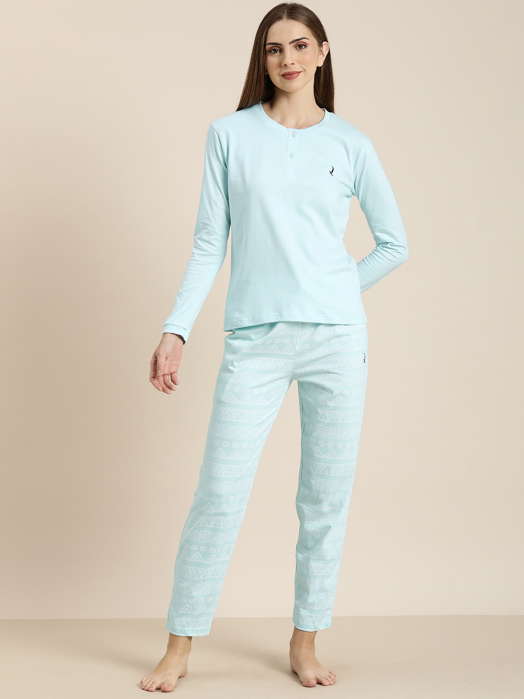 

DILLINGER Women Pure Cotton Night Suit, Blue