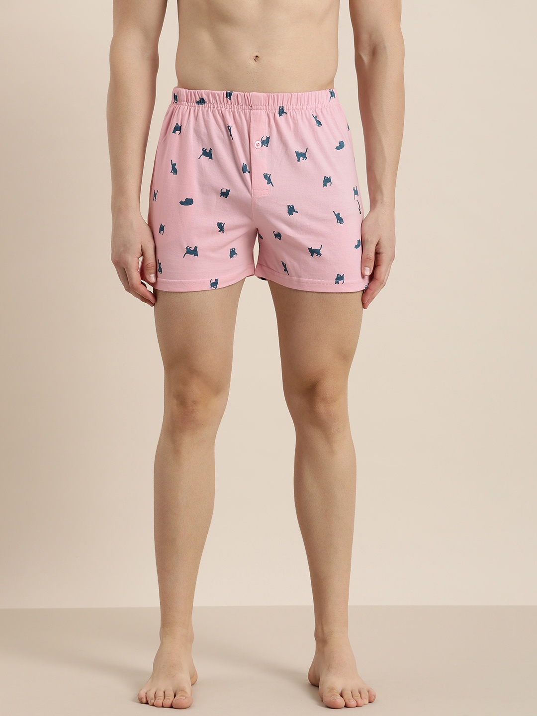 

DILLINGER Men Printed Pure Cotton Boxers, Pink