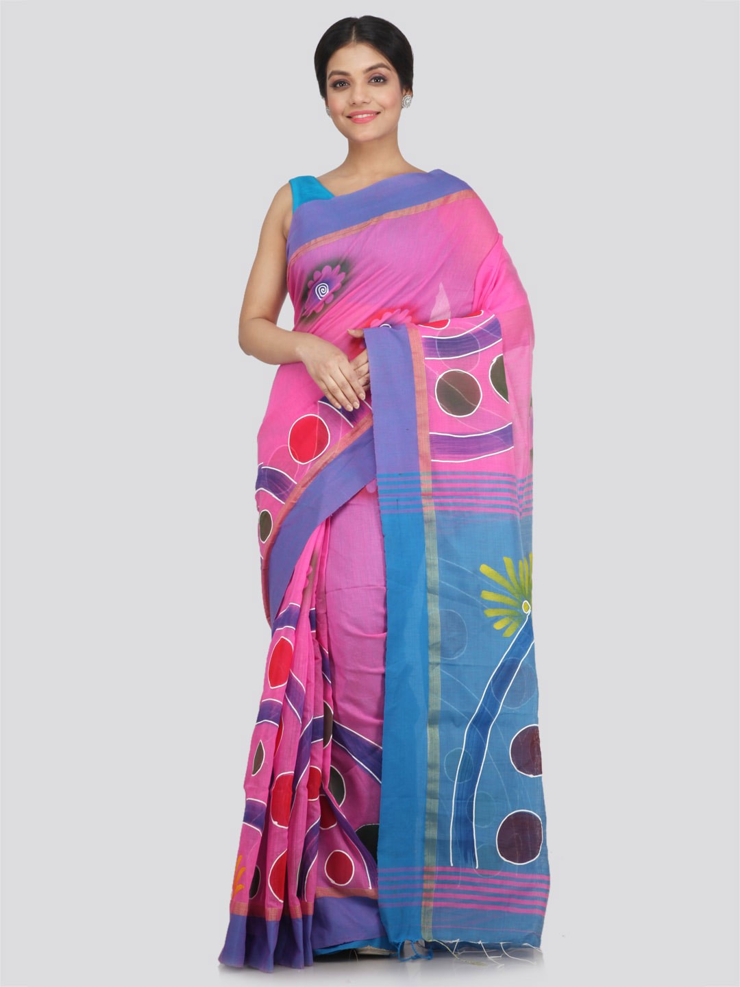 

PinkLoom Ethnic Motifs Printed Pure Cotton Saree, Pink