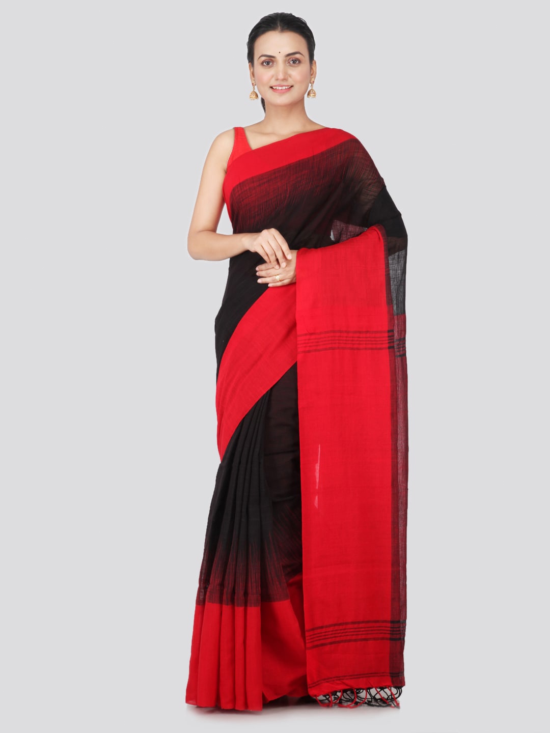 

PinkLoom Pure Cotton Saree, Black